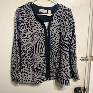 Alfred Dunner Black and Gray Patterned Jacket